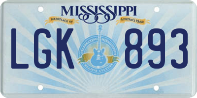 MS license plate LGK893