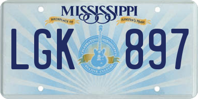 MS license plate LGK897