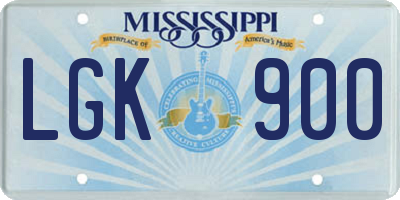 MS license plate LGK900