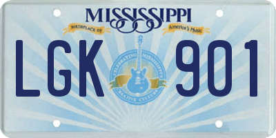 MS license plate LGK901