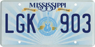 MS license plate LGK903