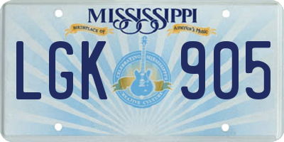 MS license plate LGK905