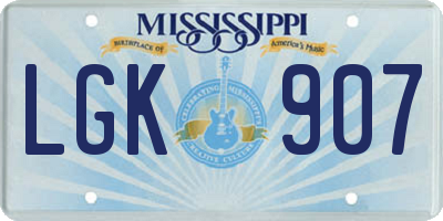MS license plate LGK907