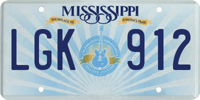 MS license plate LGK912
