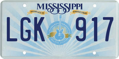 MS license plate LGK917
