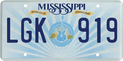 MS license plate LGK919
