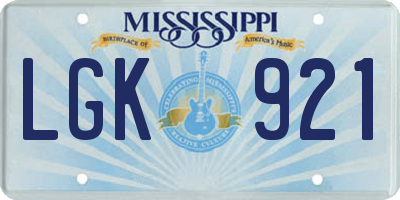MS license plate LGK921