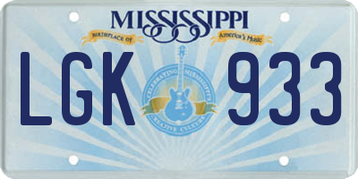 MS license plate LGK933