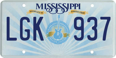 MS license plate LGK937