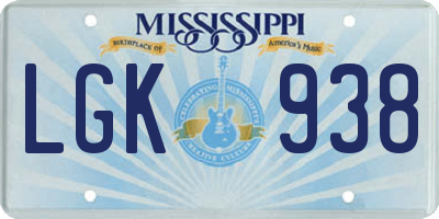 MS license plate LGK938
