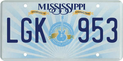 MS license plate LGK953
