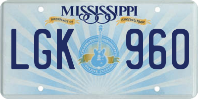 MS license plate LGK960