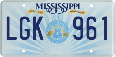 MS license plate LGK961