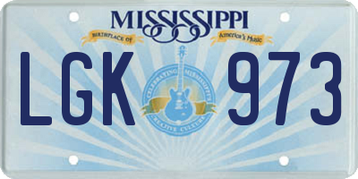 MS license plate LGK973