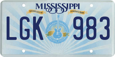 MS license plate LGK983