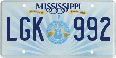 MS license plate LGK992