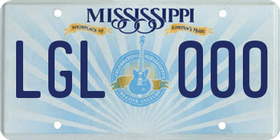 MS license plate LGL000