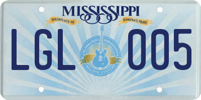 MS license plate LGL005