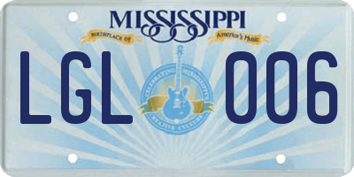 MS license plate LGL006