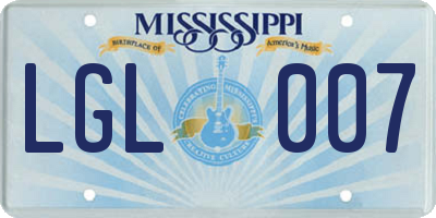 MS license plate LGL007