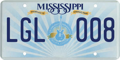 MS license plate LGL008