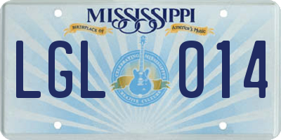 MS license plate LGL014