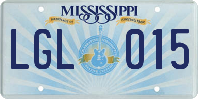 MS license plate LGL015