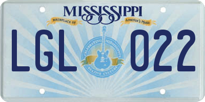 MS license plate LGL022
