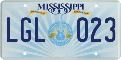MS license plate LGL023