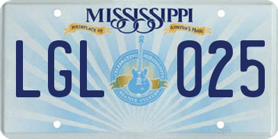 MS license plate LGL025