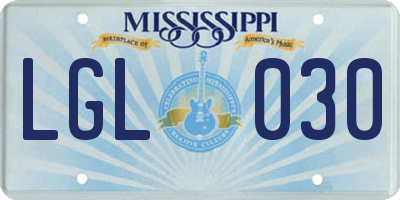 MS license plate LGL030
