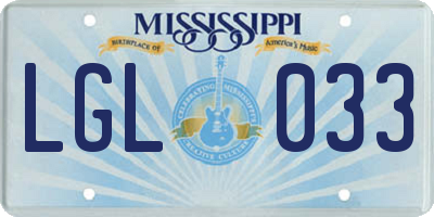 MS license plate LGL033