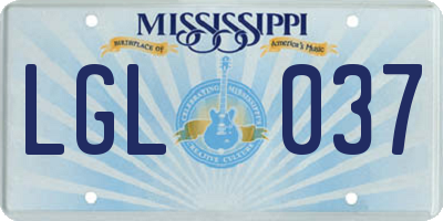 MS license plate LGL037