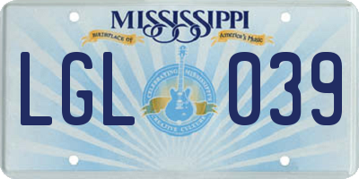 MS license plate LGL039