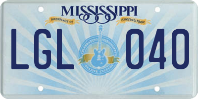 MS license plate LGL040