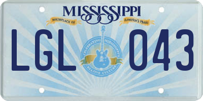 MS license plate LGL043