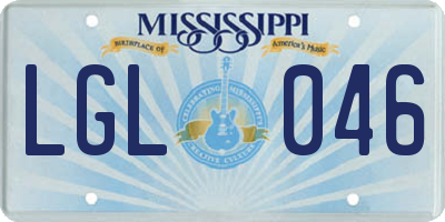 MS license plate LGL046