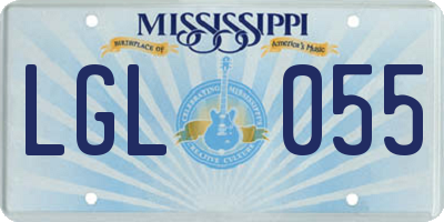 MS license plate LGL055