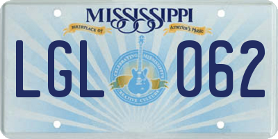 MS license plate LGL062