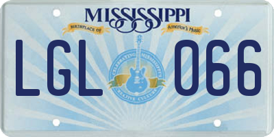 MS license plate LGL066