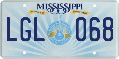 MS license plate LGL068