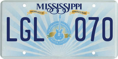 MS license plate LGL070