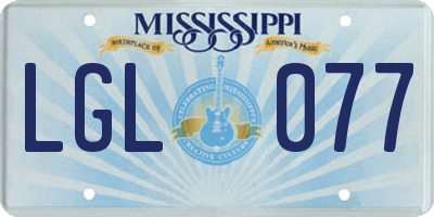 MS license plate LGL077