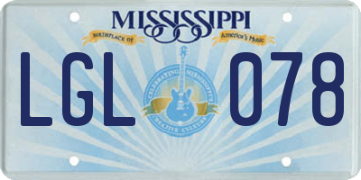 MS license plate LGL078