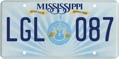 MS license plate LGL087