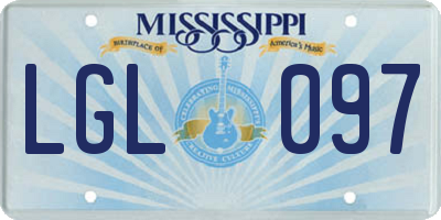 MS license plate LGL097