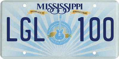 MS license plate LGL100