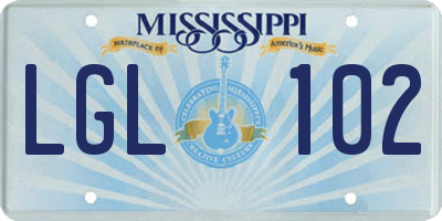 MS license plate LGL102