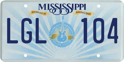 MS license plate LGL104