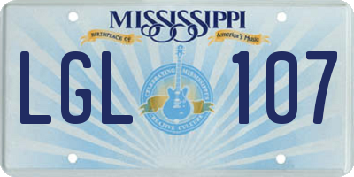 MS license plate LGL107